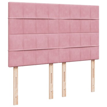 vidaXL Κρεβάτι Boxspring με Στρώμα Ροζ 140x200 εκ. Βελούδινο