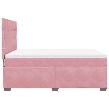 vidaXL Κρεβάτι Boxspring με Στρώμα Ροζ 140x200 εκ. Βελούδινο