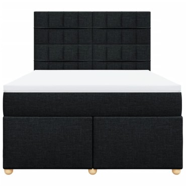 vidaXL Κρεβάτι Boxspring με Στρώμα Μαύρο 140x200 εκ. Υφασμάτινο