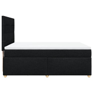vidaXL Κρεβάτι Boxspring με Στρώμα Μαύρο 140x200 εκ. Υφασμάτινο