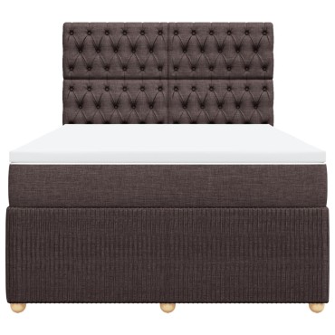 vidaXL Κρεβάτι Boxspring με Στρώμα Σκούρο Καφέ 140x200 εκ Υφασμάτινο