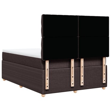 vidaXL Κρεβάτι Boxspring με Στρώμα Σκούρο Καφέ 140x200 εκ Υφασμάτινο