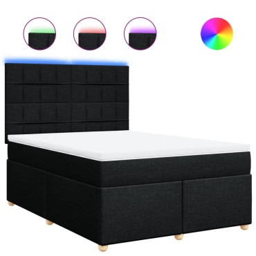 vidaXL Κρεβάτι Boxspring με Στρώμα Μαύρο 140x200 εκ. Υφασμάτινο