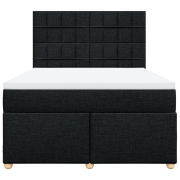 vidaXL Κρεβάτι Boxspring με Στρώμα Μαύρο 140x200 εκ. Υφασμάτινο