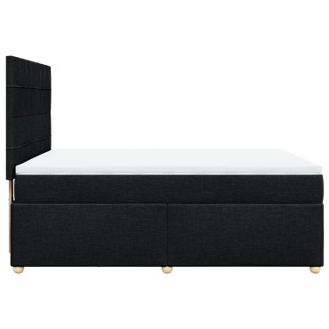 vidaXL Κρεβάτι Boxspring με Στρώμα Μαύρο 140x200 εκ. Υφασμάτινο