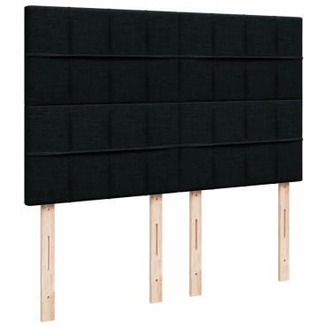 vidaXL Κρεβάτι Boxspring με Στρώμα Μαύρο 140x200 εκ. Υφασμάτινο