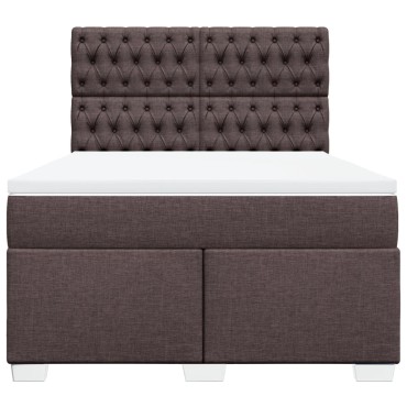 vidaXL Κρεβάτι Boxspring με Στρώμα Σκούρο Καφέ 140x200 εκ Υφασμάτινο