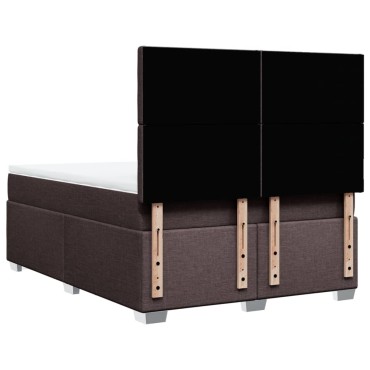 vidaXL Κρεβάτι Boxspring με Στρώμα Σκούρο Καφέ 140x200 εκ Υφασμάτινο