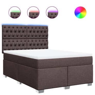 vidaXL Κρεβάτι Boxspring με Στρώμα Σκούρο Καφέ 140x200 εκ Υφασμάτινο