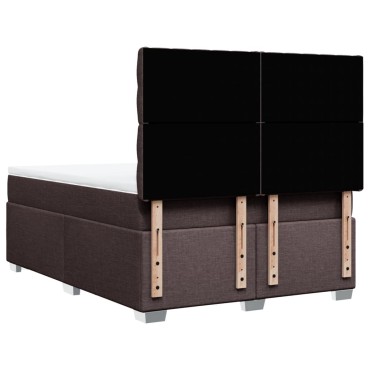 vidaXL Κρεβάτι Boxspring με Στρώμα Σκούρο Καφέ 140x200 εκ Υφασμάτινο