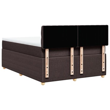 vidaXL Κρεβάτι Boxspring με Στρώμα Σκούρο Καφέ 140x200 εκ Υφασμάτινο