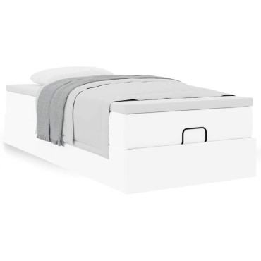 vidaXL Οθωμανικό κρεβάτι με στρώμα Λευκό 100x200cm Faux Leather