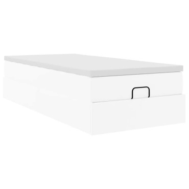vidaXL Οθωμανικό κρεβάτι με στρώμα Λευκό 100x200cm Faux Leather