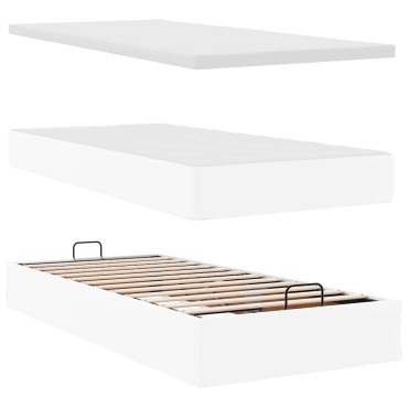 vidaXL Οθωμανικό κρεβάτι με στρώμα Λευκό 100x200cm Faux Leather
