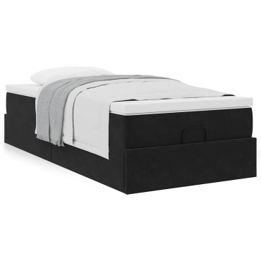 vidaXL Οθωμανικό κρεβάτι με στρώμα Μαύρο 100x200cm Velvet