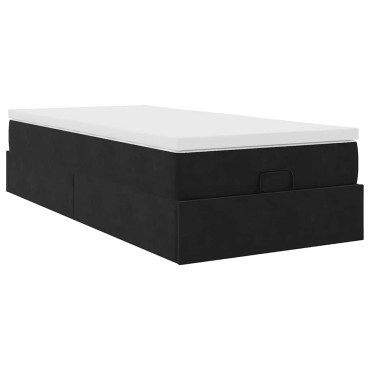 vidaXL Οθωμανικό κρεβάτι με στρώμα Μαύρο 100x200cm Velvet
