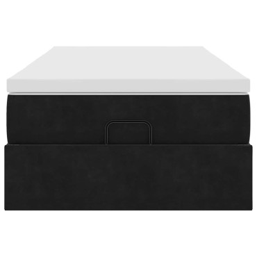 vidaXL Οθωμανικό κρεβάτι με στρώμα Μαύρο 100x200cm Velvet