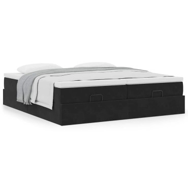 vidaXL Οθωμανικό κρεβάτι με στρώματα Μαύρο 180x200cm Velvet