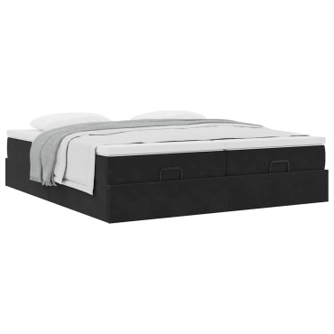 vidaXL Οθωμανικό κρεβάτι με στρώματα Μαύρο 180x200cm Velvet
