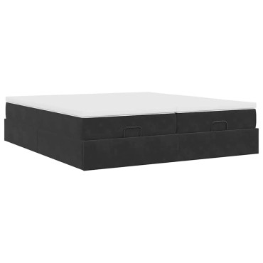 vidaXL Οθωμανικό κρεβάτι με στρώματα Μαύρο 180x200cm Velvet