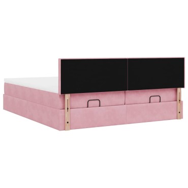 vidaXL Οθωμανικό κρεβάτι με στρώματα ροζ 180x200cm Velvet