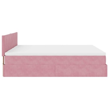 vidaXL Οθωμανικό κρεβάτι με στρώματα ροζ 180x200cm Velvet
