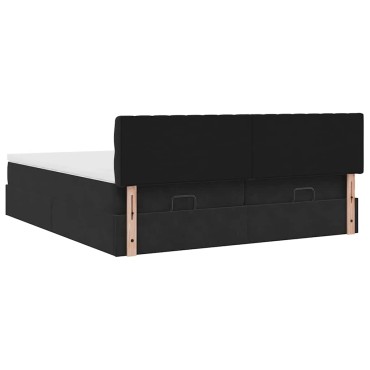vidaXL Οθωμανικό κρεβάτι με στρώματα Μαύρο 180x200cm Velvet