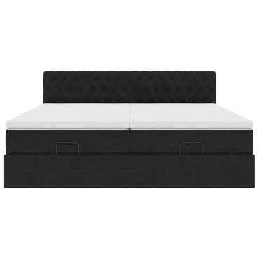 vidaXL Οθωμανικό κρεβάτι με στρώματα Μαύρο 180x200cm Velvet