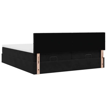vidaXL Οθωμανικό κρεβάτι με στρώματα Μαύρο 200x200cm Velvet