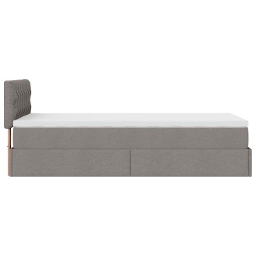 vidaXL Οθωμανικό κρεβάτι με στρώμα & LEDs Taupe 100x200 cm Ύφασμα