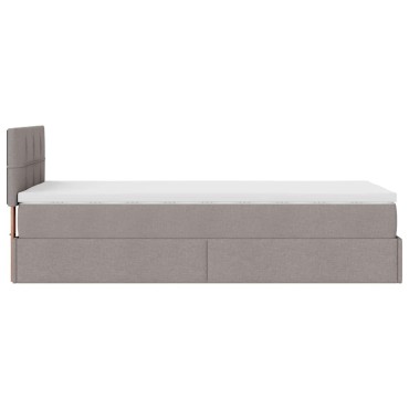 vidaXL Οθωμανικό κρεβάτι με στρώμα & LEDs Taupe 100x200 cm Ύφασμα