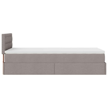 vidaXL Οθωμανικό κρεβάτι με στρώμα & LEDs Taupe 100x200 cm Ύφασμα