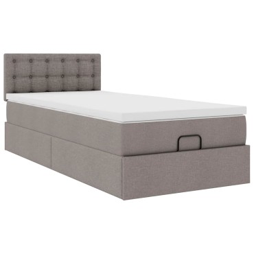 vidaXL Οθωμανικό κρεβάτι με στρώμα & LEDs Taupe 100x200 cm Ύφασμα