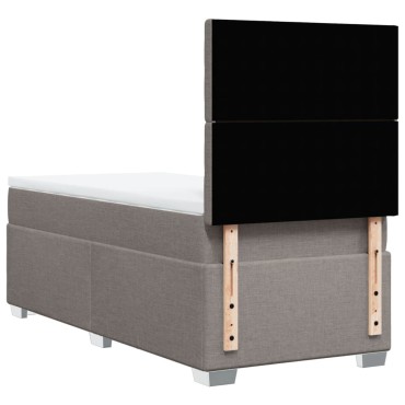 vidaXL Κρεβάτι Boxspring με Στρώμα Taupe 90x190 εκ.Υφασμάτινο