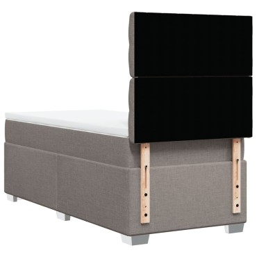 vidaXL Κρεβάτι Boxspring με Στρώμα Taupe 90x190 εκ.Υφασμάτινο