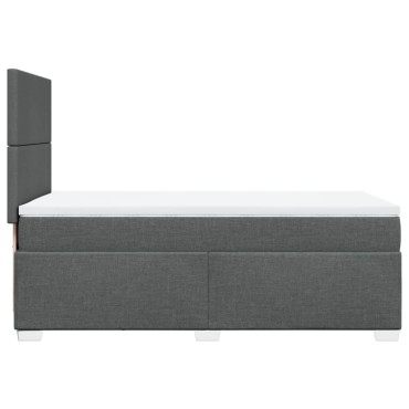 vidaXL Κρεβάτι Boxspring με Στρώμα Σκούρο Γκρι 90x190 εκ. Υφασμάτινο