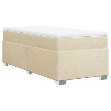vidaXL Κρεβάτι Boxspring με Στρώμα Κρεμ 80 x 200 εκ. Υφασμάτινο