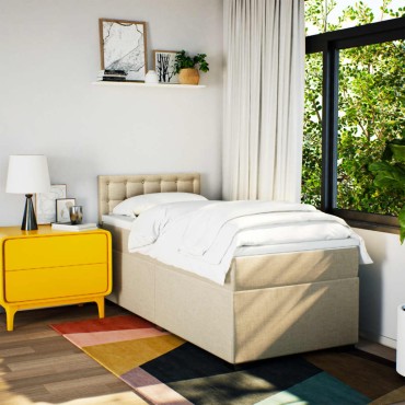 vidaXL Κρεβάτι Boxspring με Στρώμα Κρεμ 80 x 200 εκ. Υφασμάτινο