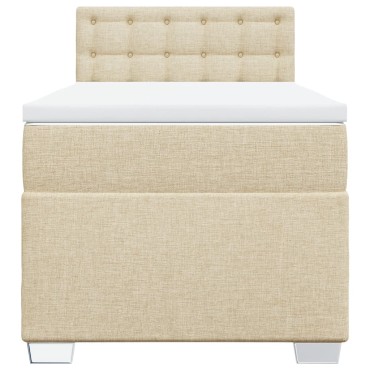 vidaXL Κρεβάτι Boxspring με Στρώμα Κρεμ 80 x 200 εκ. Υφασμάτινο