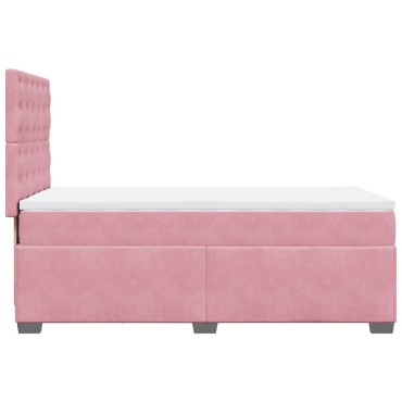 vidaXL Κρεβάτι Boxspring με Στρώμα Ροζ 80 x 200 εκ. Βελούδινο