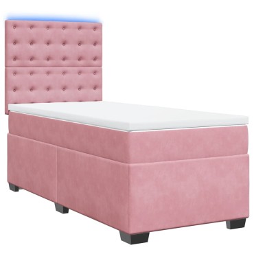 vidaXL Κρεβάτι Boxspring με Στρώμα Ροζ 80 x 200 εκ. Βελούδινο
