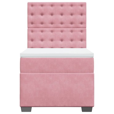 vidaXL Κρεβάτι Boxspring με Στρώμα Ροζ 80 x 200 εκ. Βελούδινο