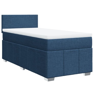 vidaXL Κρεβάτι Boxspring με Στρώμα Μπλε 80x200 εκ. Υφασμάτινο