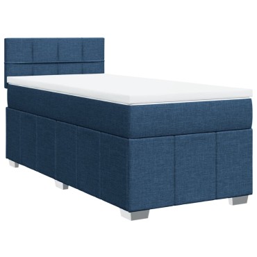 vidaXL Κρεβάτι Boxspring με Στρώμα Μπλε 80x200 εκ. Υφασμάτινο