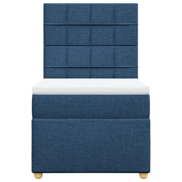 vidaXL Κρεβάτι Boxspring με Στρώμα Μπλε 80x200 εκ. Υφασμάτινο