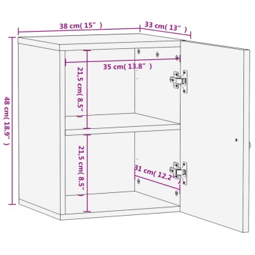 vidaXL Ντουλάπι Μπάνιου Επιτοίχιο 38x33x48cm από Μασίφ Ξύλο Μάνγκο 1 τεμ.