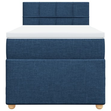 vidaXL Κρεβάτι Boxspring με Στρώμα Μπλε 80x200 εκ. Υφασμάτινο