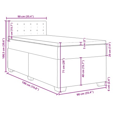 vidaXL Κρεβάτι Boxspring με Στρώμα Σκούρο Γκρι 90x190 εκ. Υφασμάτινο