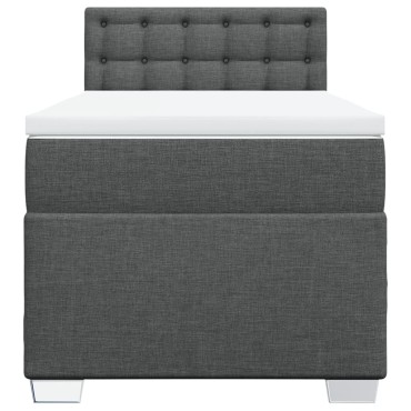 vidaXL Κρεβάτι Boxspring με Στρώμα Σκούρο Γκρι 90x190 εκ. Υφασμάτινο