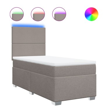 vidaXL Κρεβάτι Boxspring με Στρώμα Taupe 80x200cm Υφασμάτινο 1 τεμ. - Μονό
